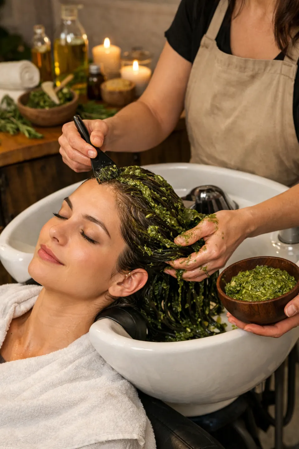 Botanical treatment for hydrated, healthy hair at Hair by Feree, Duluth GA