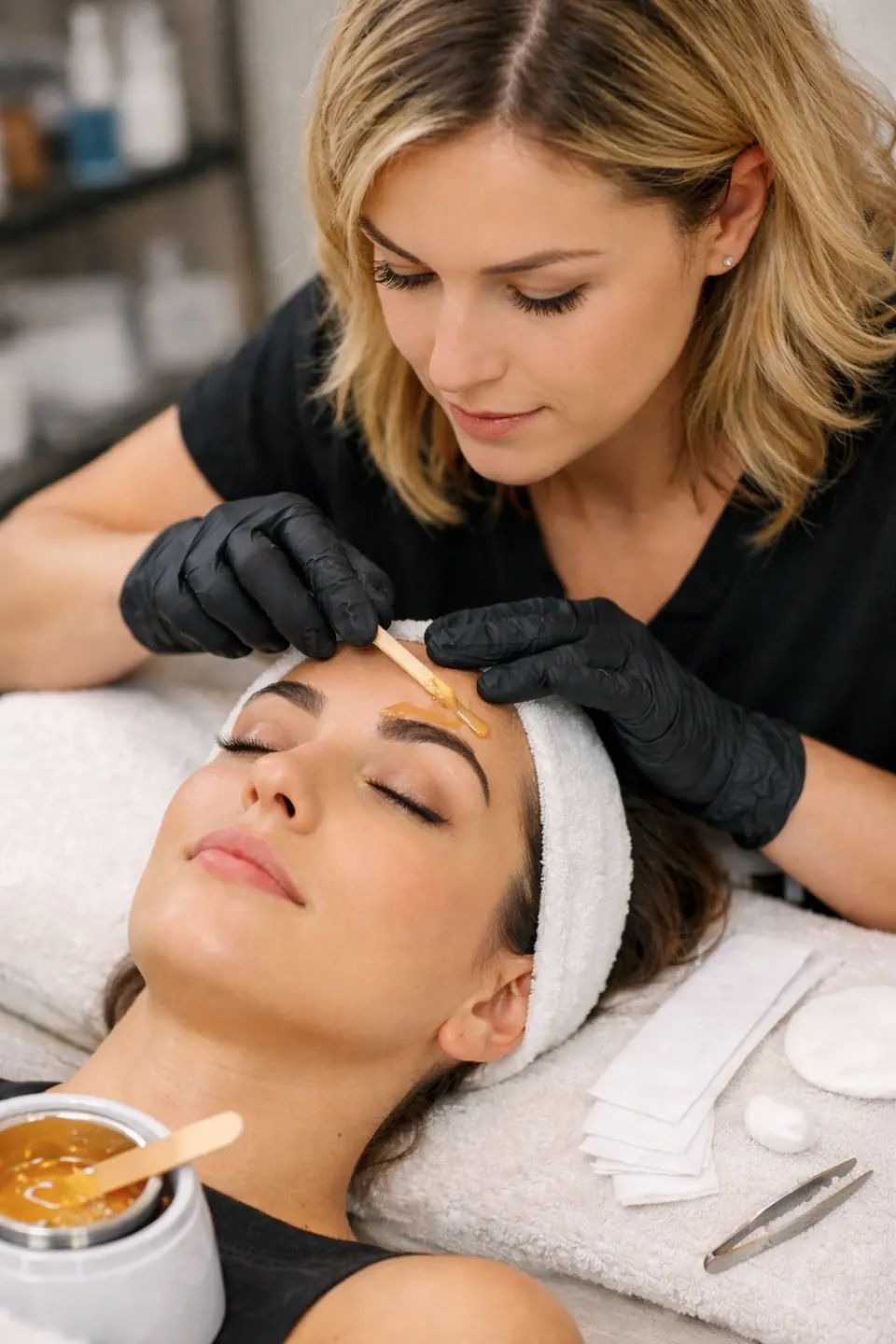 Precision eyebrow waxing and brow shaping at Hair by Feree in Duluth, GA